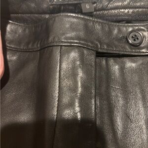 90’s style Black Leather cropped slim fit pant